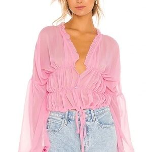 SNDYS BALI Pink Ruffled Women's Top size 6 EUC